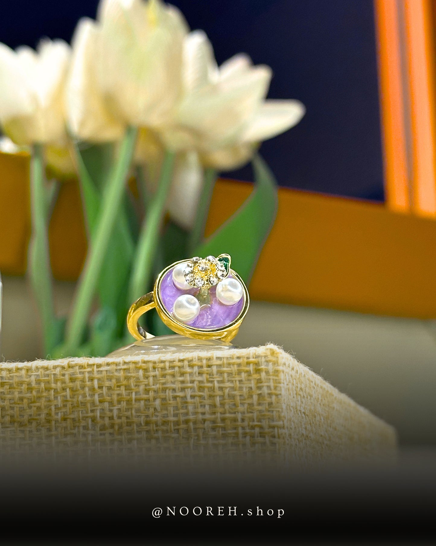 Lavendar shell ring