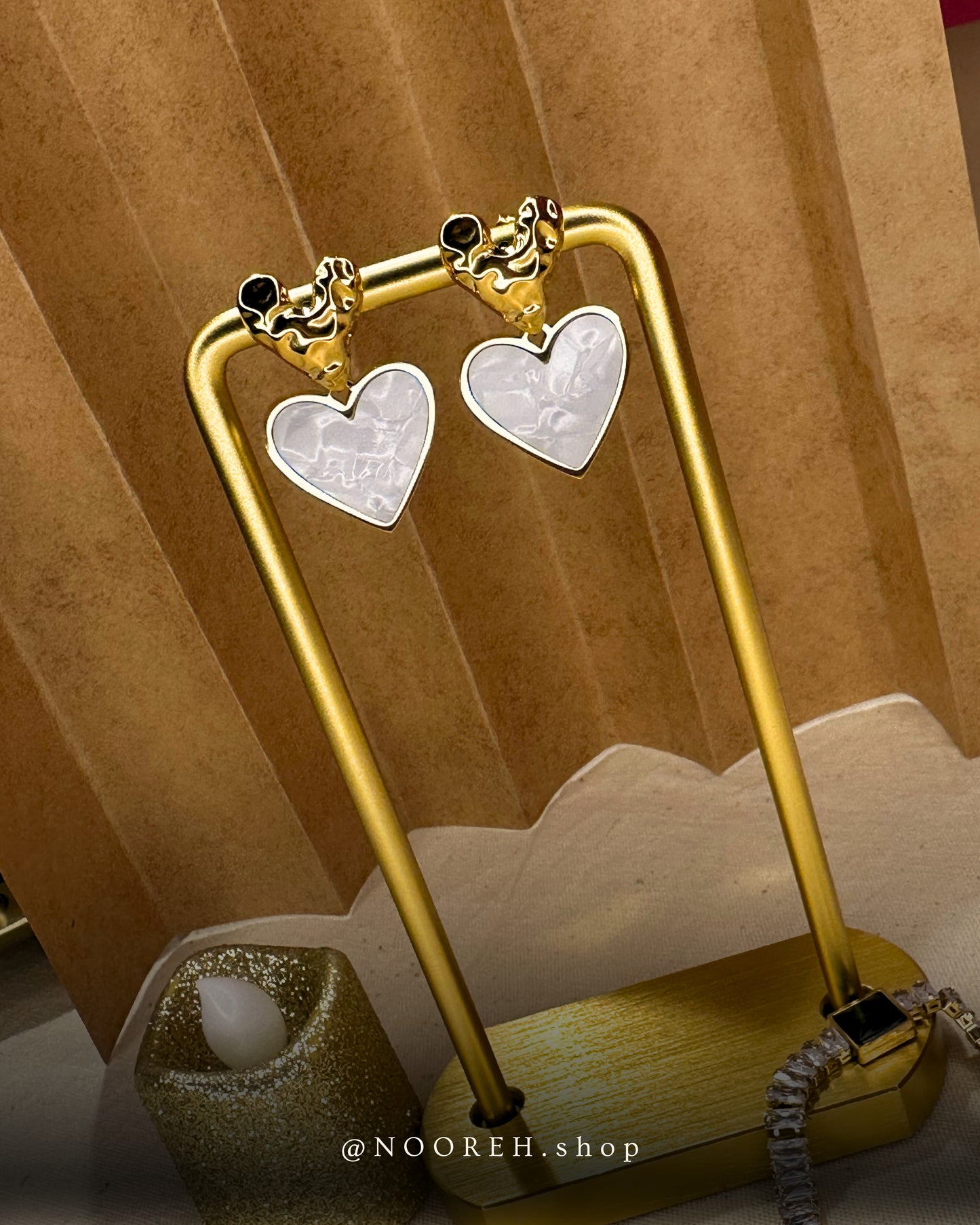 Lustrous Heart Dangle Earrings