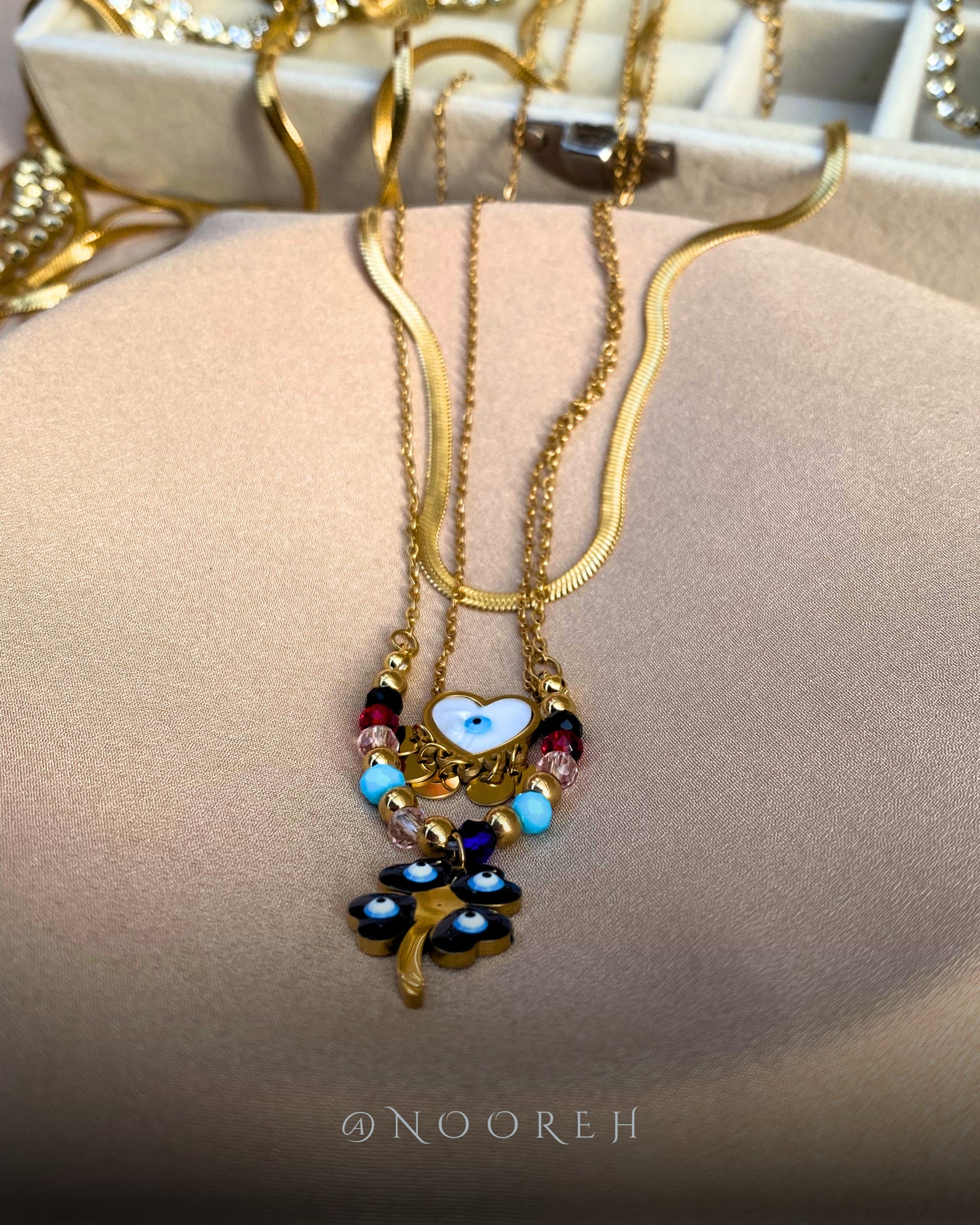 Blue eye charm necklace