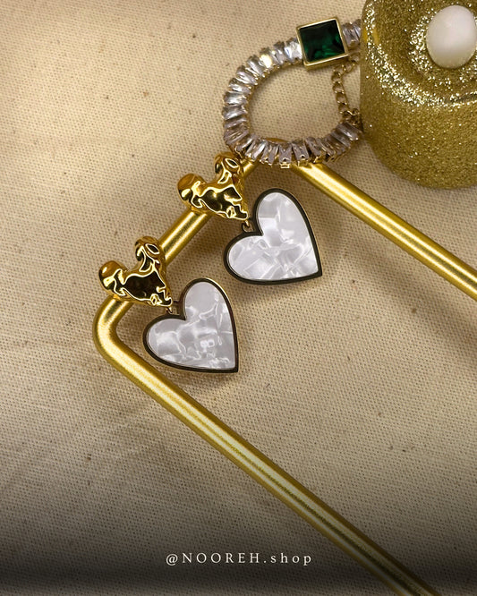 Lustrous Heart Dangle Earrings